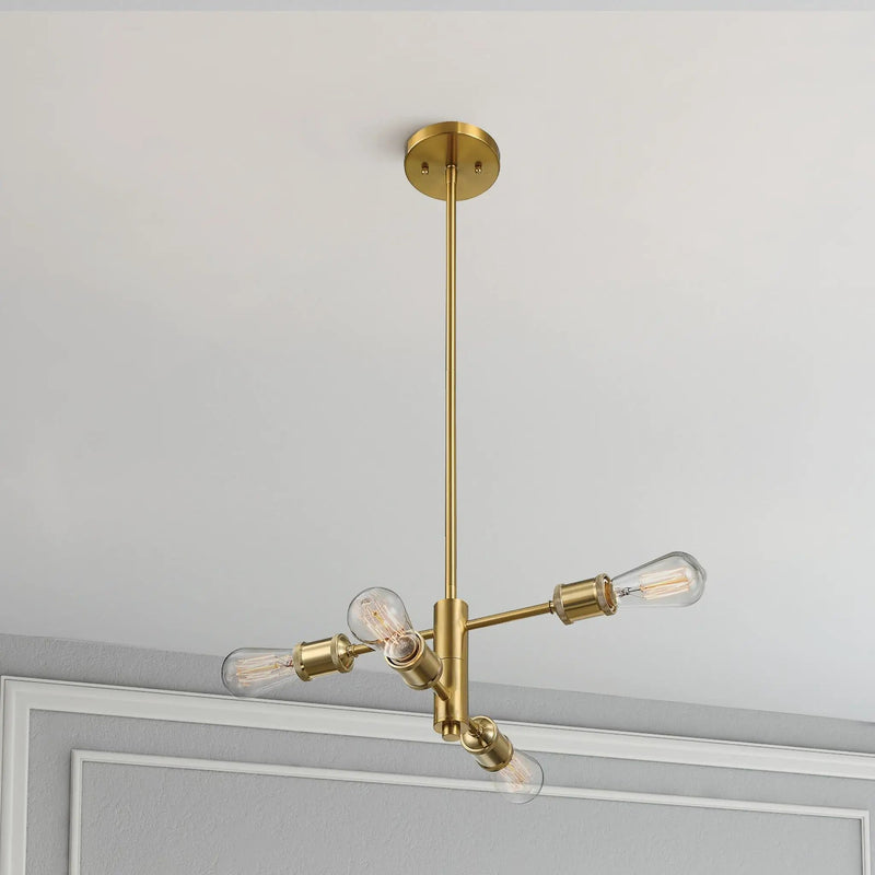 Trellis - 4 Lights Modern Gold Chandelier Vintage Pendant Fixture For Living Room - Clear / Gold by HouseOfZazla