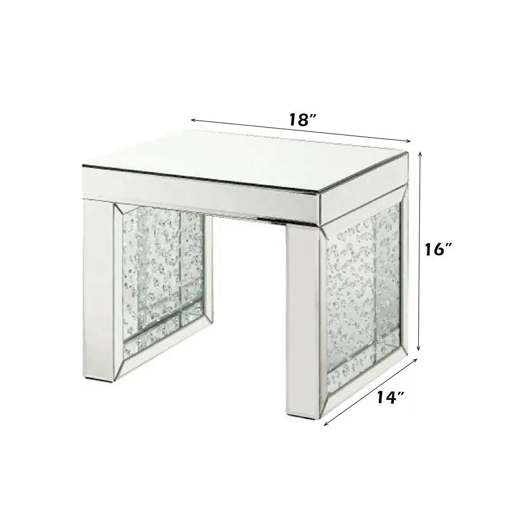 Nysa - 16" Accent Table - Mirrored & Faux Crystals Inlay by Unique Piece Furniture