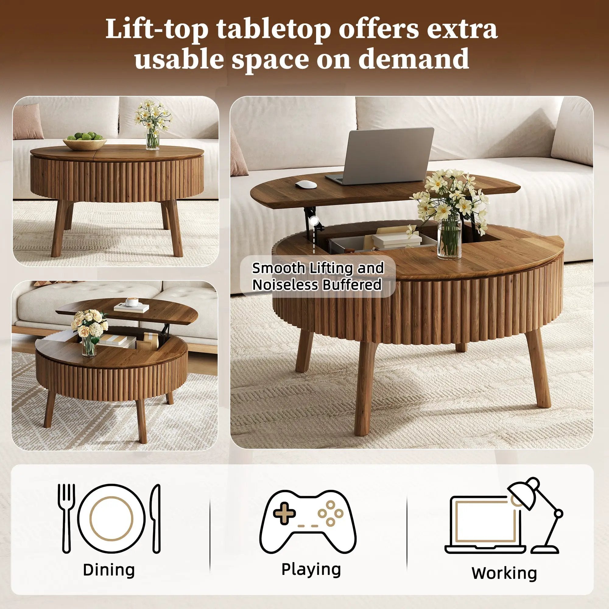 Modern Round Lift-Top Coffee Table by HouseOfZazla