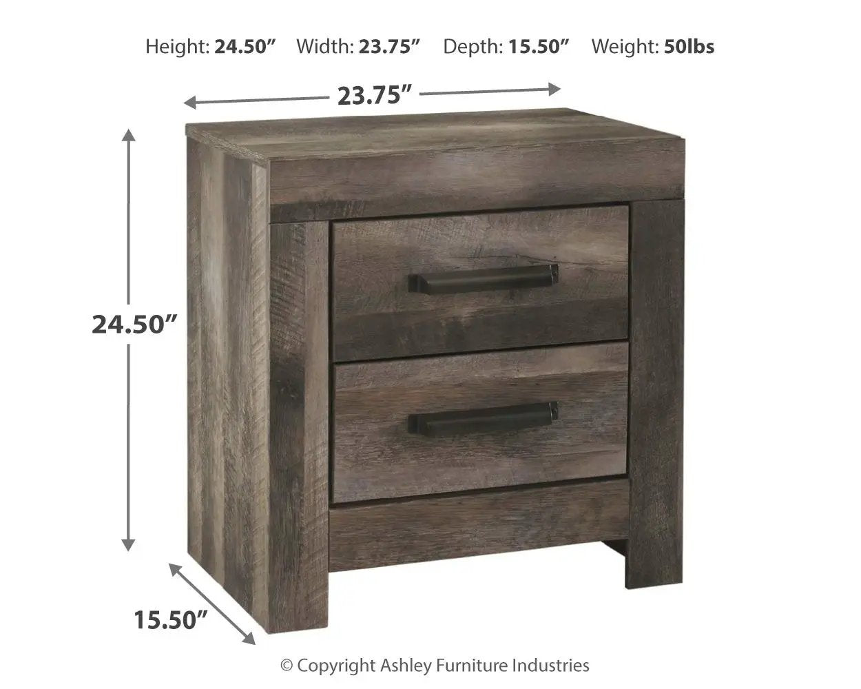 Wynnlow - Two Drawer Night Stand - Gray by Unique Piece Furniture