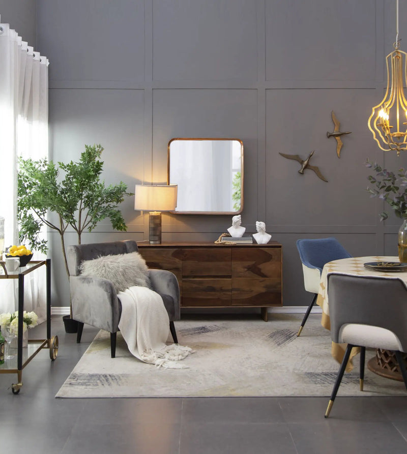 Square Mirror With Wood Frame, Wall Mirror For Living Room Bathroom Entryway - Brown by Unique Piece Furniture
