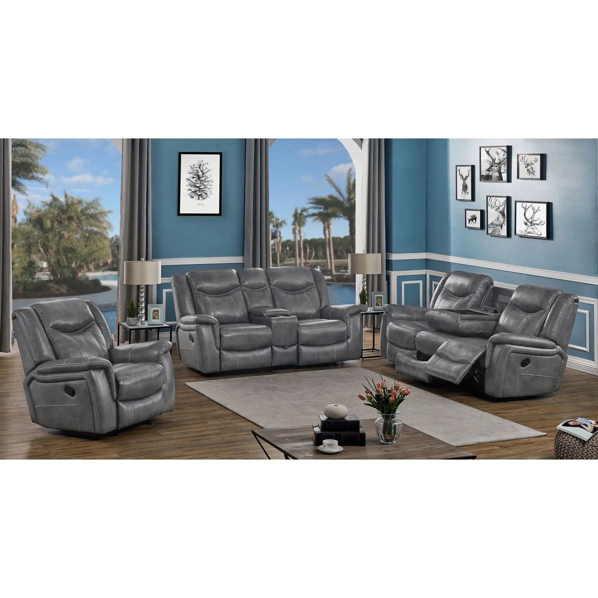 Carmen - Cool Motion Loveseat With Storage, With Reclining Function And Built In Storage - Gray by HouseOfZazla