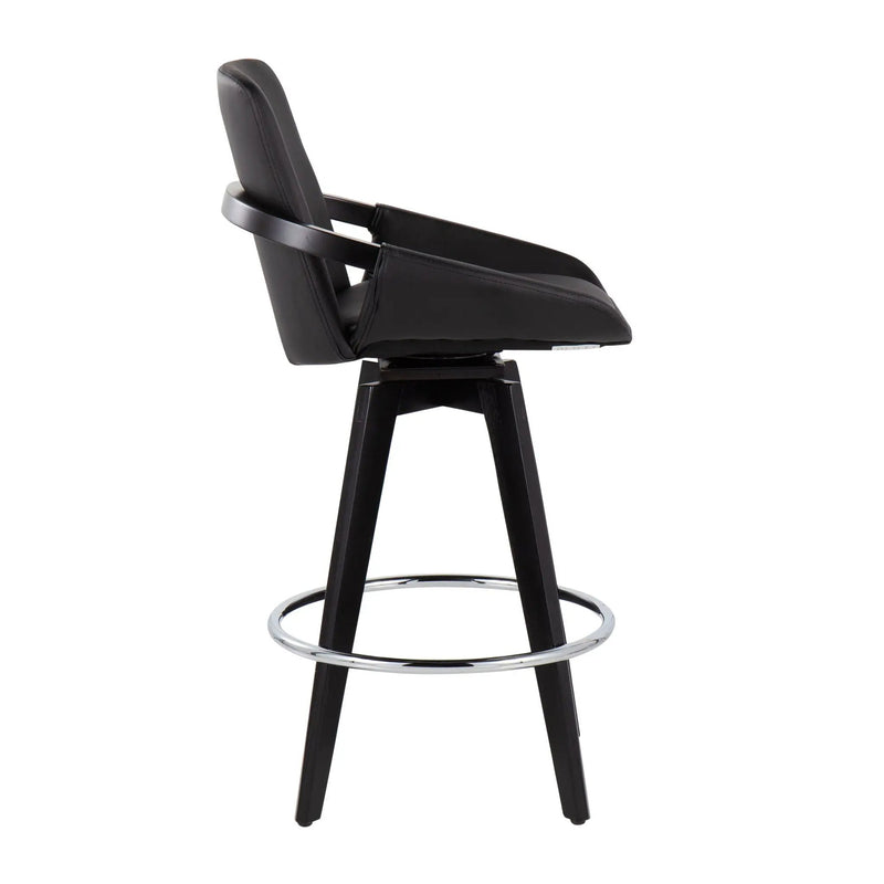 Cosmo - Contemporary Fixed Height Counter Stool With Swivel And Round Footrest (Set of 2) by HouseOfZazla