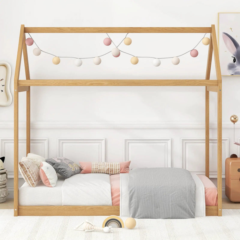 Wooden House Shaped Bed