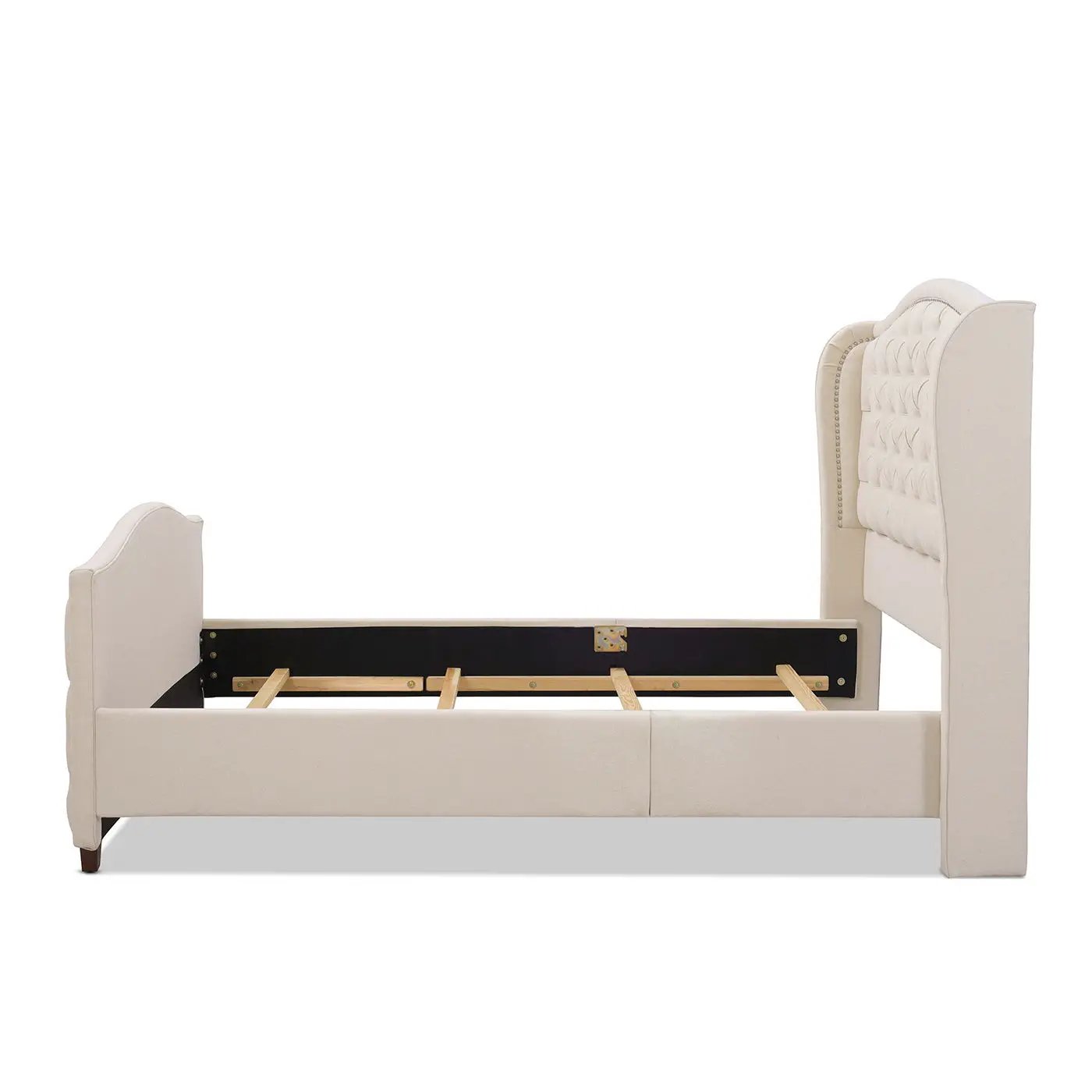 Marcella - Upholstered Shelter Headboard Bed Set by HouseOfZazla