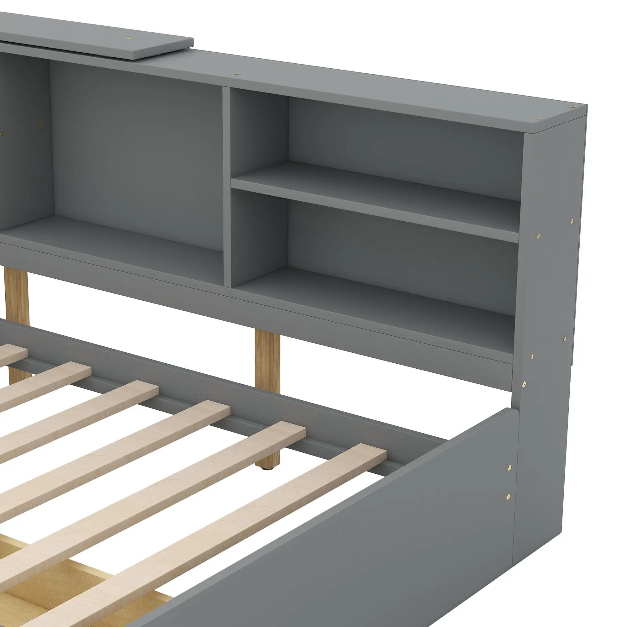 Platform Bed With Storage Headboard, Shelves And 2 Drawers by Unique Piece Furniture