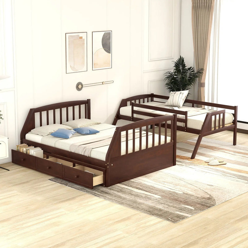 Bunk Bed With Drawers, Ladder And Storage Staircase by Unique Piece Furniture