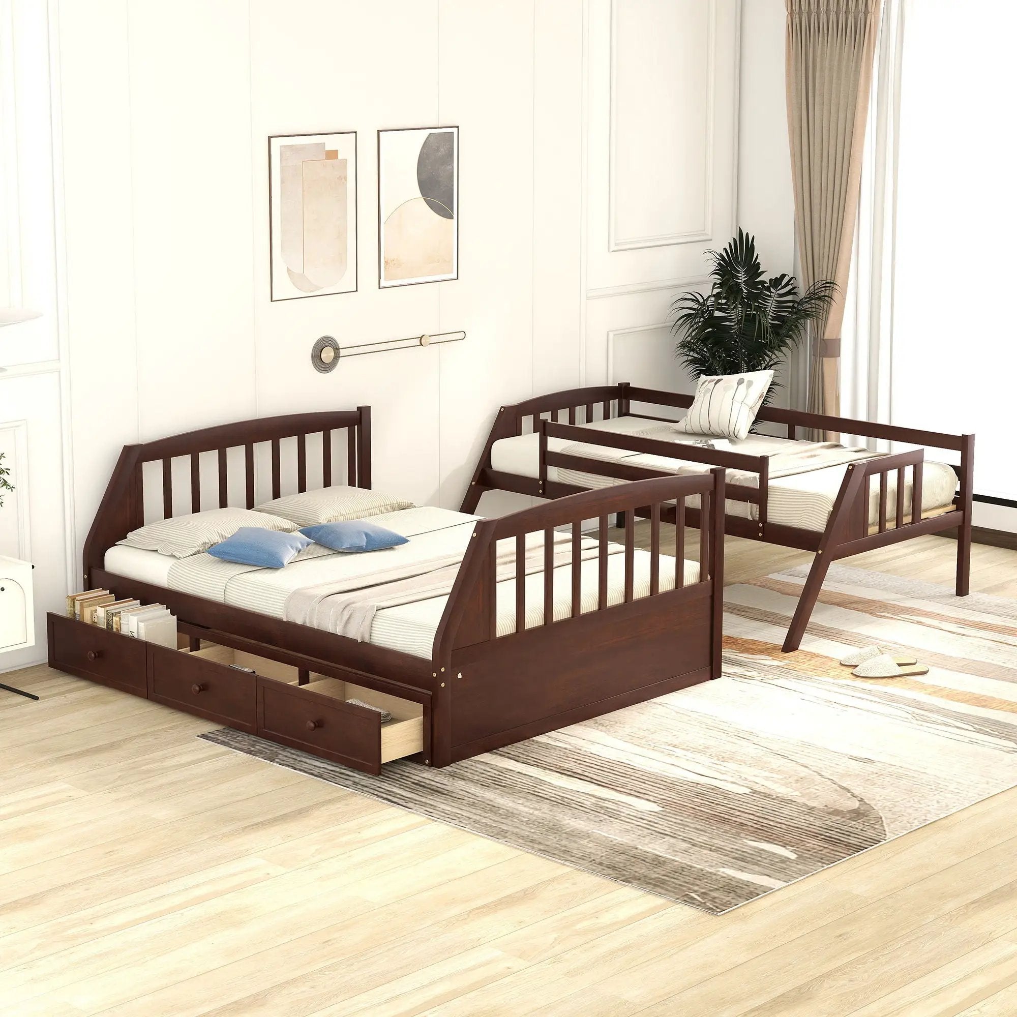 Bunk Bed With Drawers, Ladder And Storage Staircase by HouseOfZazla