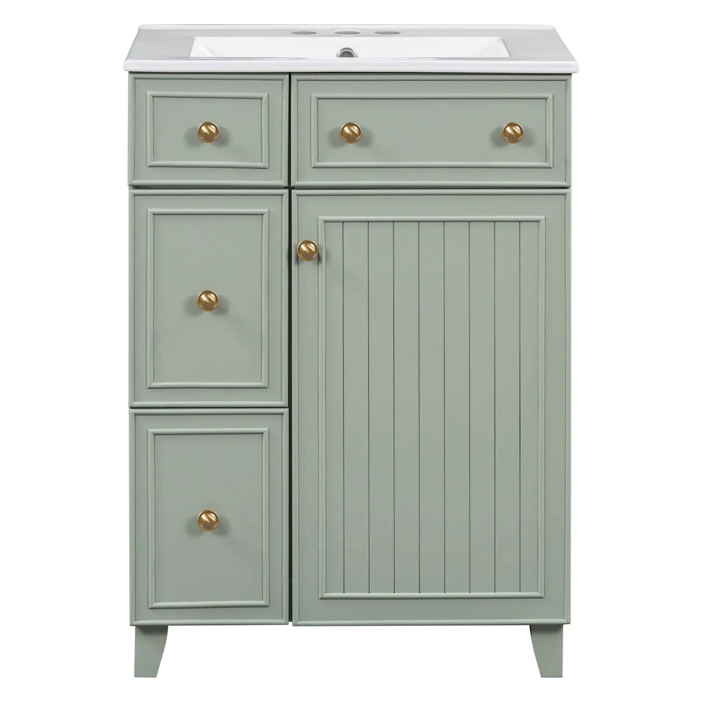 Transitional Style Bathroom Vanity Cabinet With Ceramic Sink by HouseOfZazla