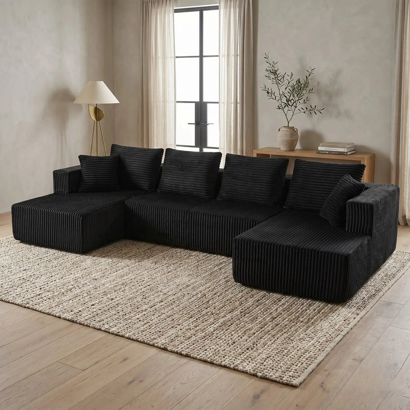 132.1 Inch Modular Sectional Sofa with Double Chaise by HouseOfZazla