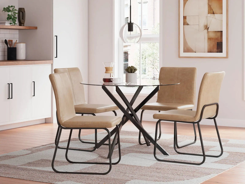 Pharwynn - 5 Pc. - Dining Room Table, 4 Side Chair - Black by Unique Piece Furniture