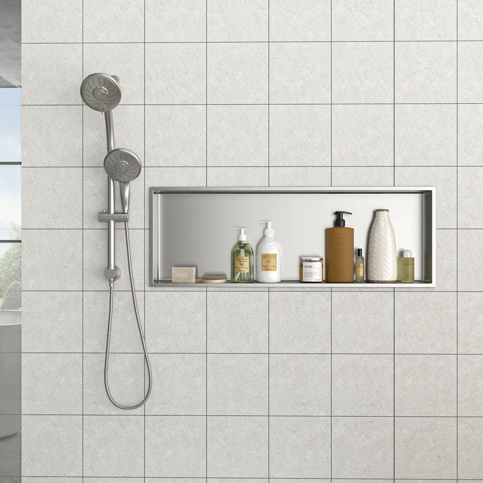 Stainless Steel Shower Niche With Seamless Design For Bathroom Storage by HouseOfZazla