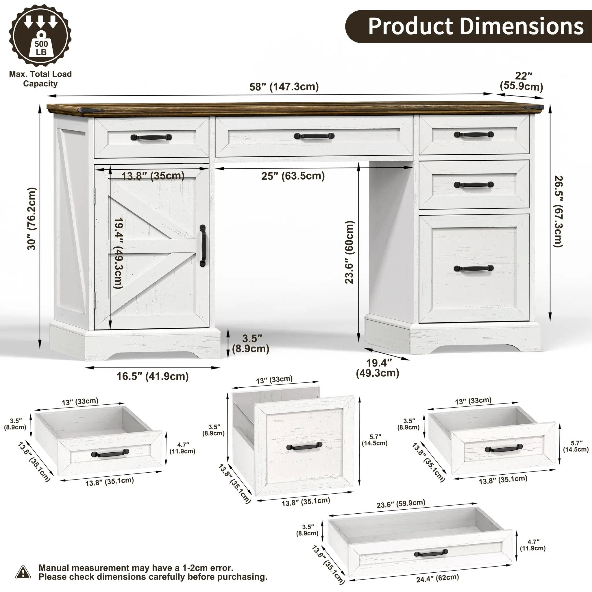 58" Farmhouse Executive Desk by HouseOfZazla