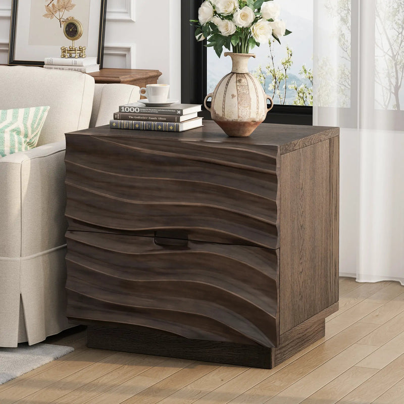 Solid Wood Nightstands with 2 Drawers by HouseOfZazla