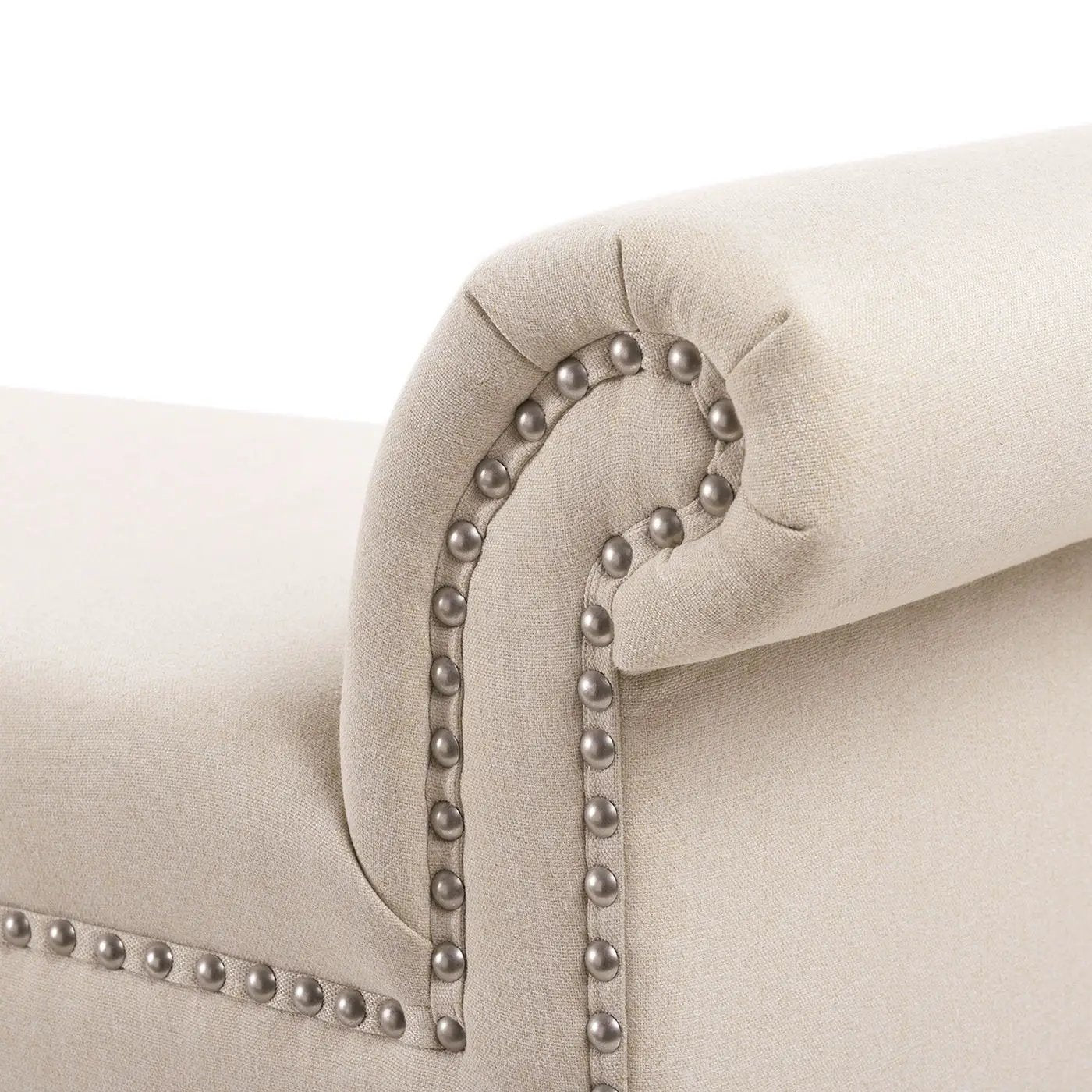 Kathy - Roll Arm Entryway Accent Bench - Sky Neutral Beige by HouseOfZazla