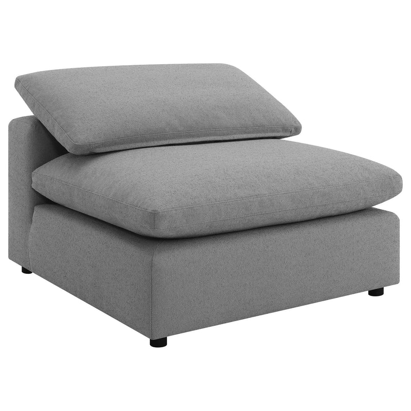 Segoura - Upholstered Armless Chair With Pillow Back, Living Room - Gray by HouseOfZazla