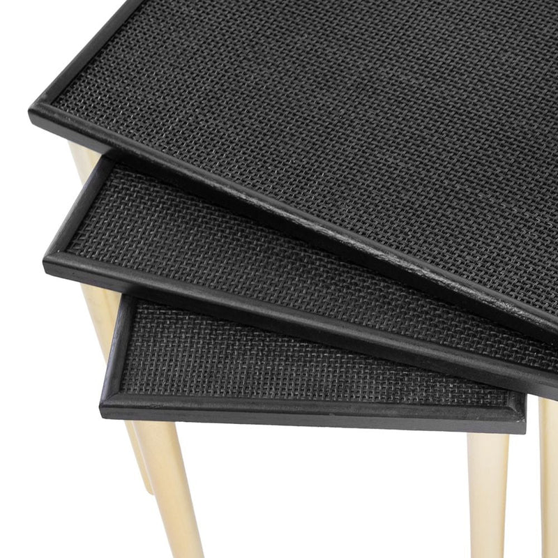 Side Tables (Set of 3) - Black / Gold by HouseOfZazla