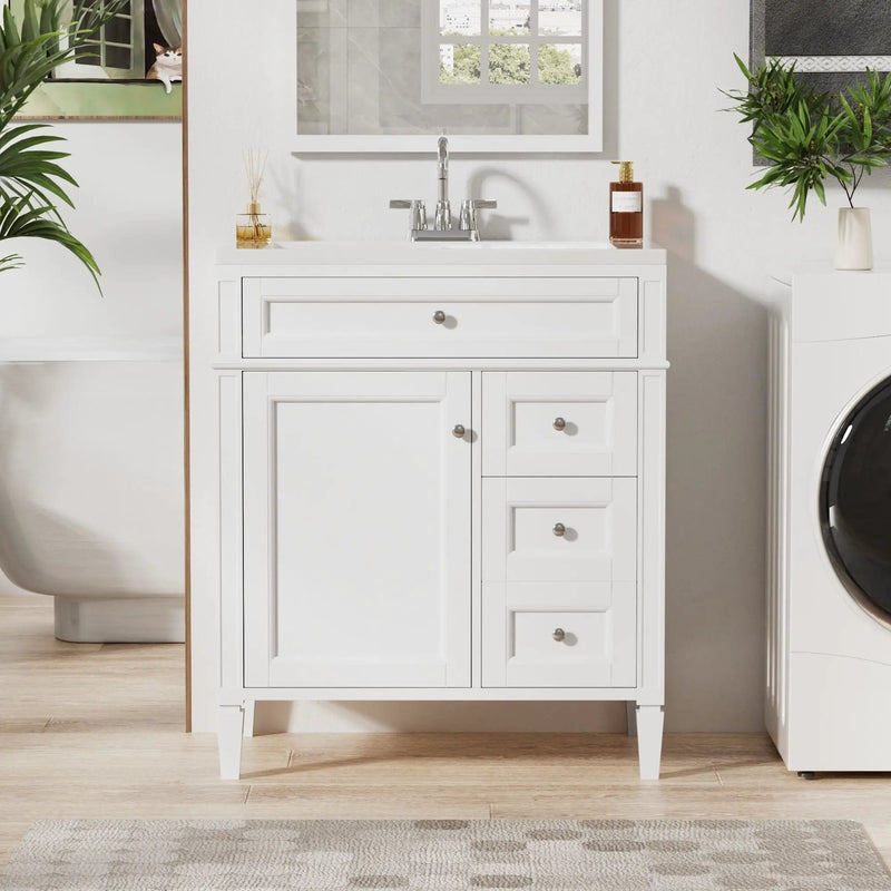 Bathroom Vanity With Top Sink, 2 Drawers & Tip Out Drawer by HouseOfZazla