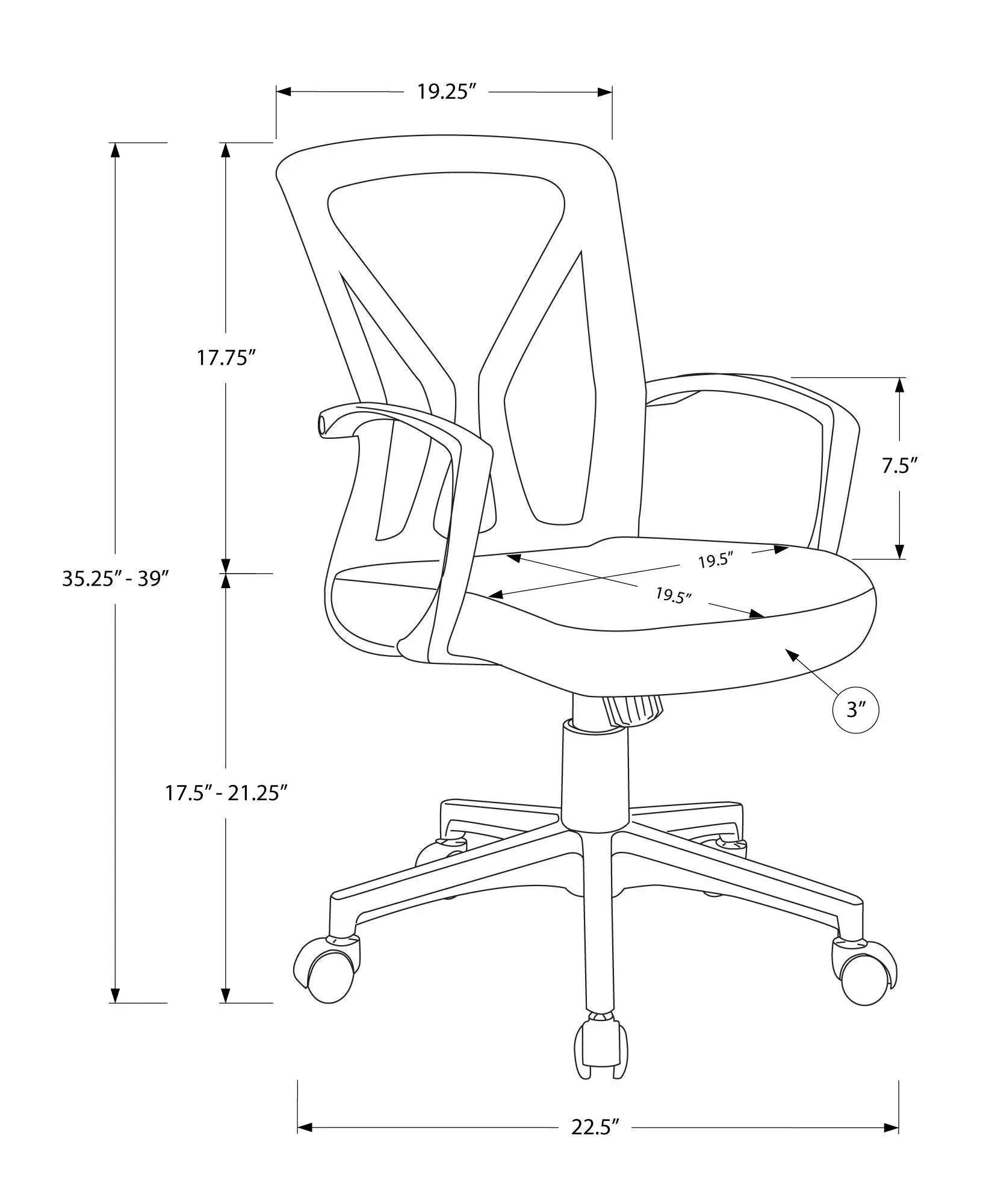Office Chair, Adjustable Height, Swivel, Ergonomic, Mesh, Contemporary & Modern by Unique Piece Furniture