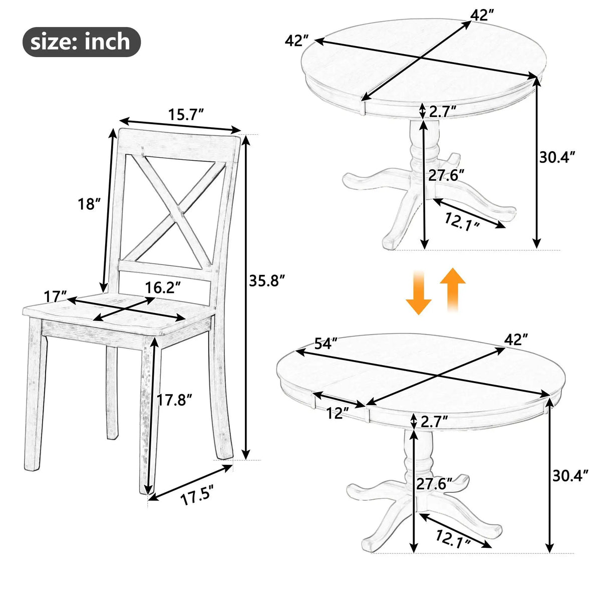 Modern Dining Table Set For 4, Round Table And 4 Kitchen Room Chairs, 5 Piece Kitchen Table Set For Dining Room, Dinette, Breakfast Nook, photo 4 of 14