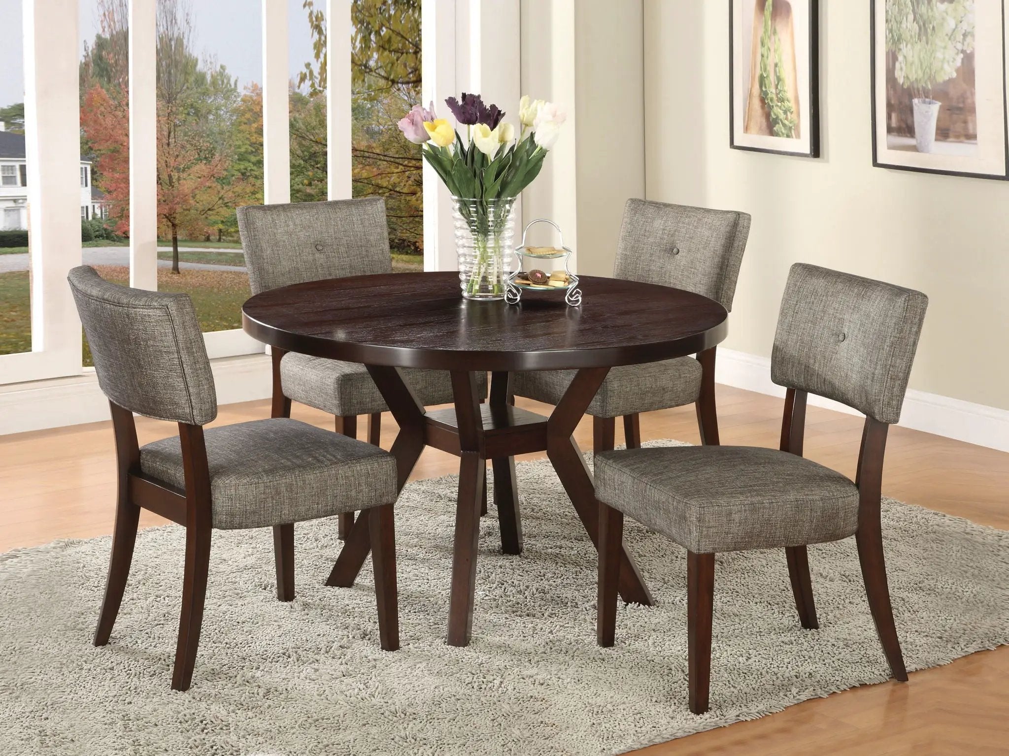 Drake - 5 Pieces Dining Room Set - Espresso / Gray by Unique Piece Furniture