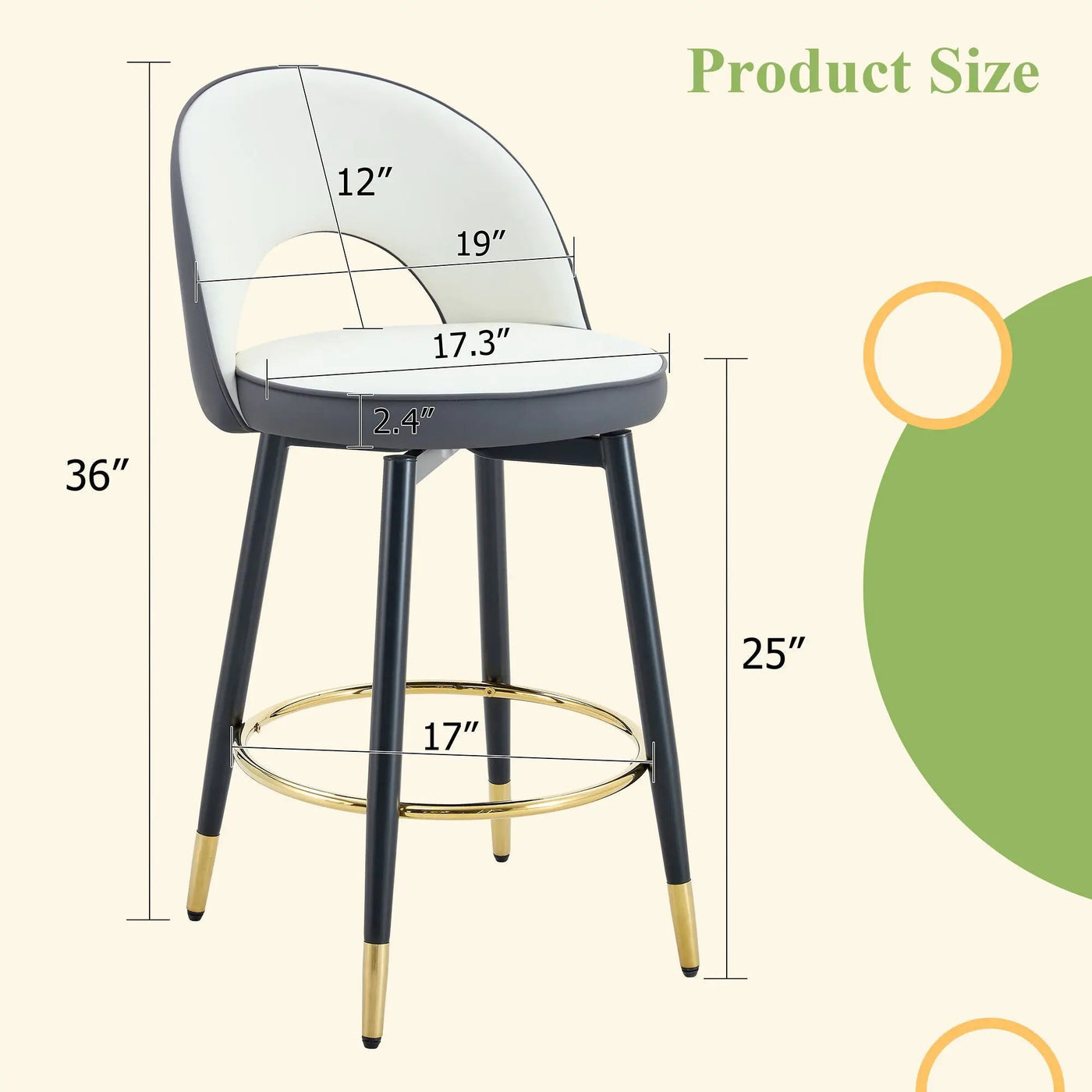 Upholstered Rotatable Bar Chair With Metal Legs For Dining Room by Unique Piece Furniture