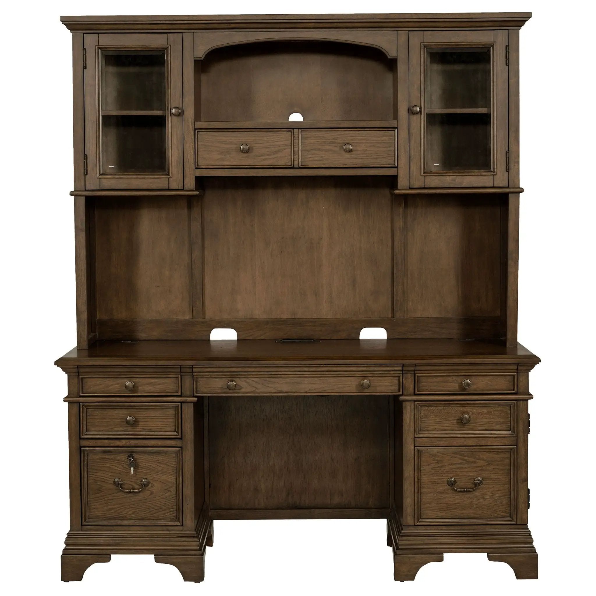 Hartshill 66-inch 5-drawer Credenza with Hutch Burnished Oak by Unique Piece Furniture