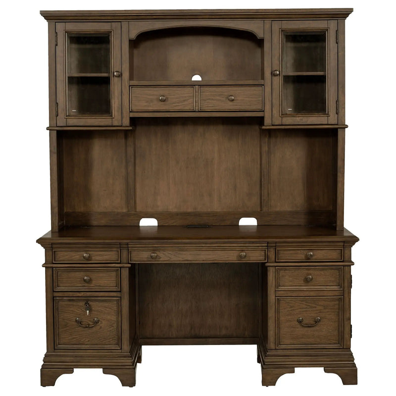 Hartshill 66-inch 5-drawer Credenza with Hutch Burnished Oak by Unique Piece Furniture