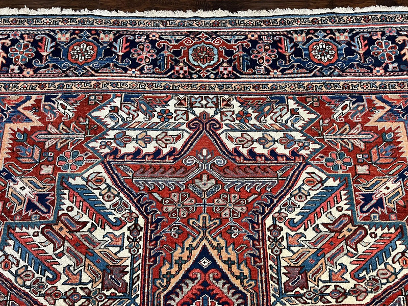 Antique Persian Heriz Rug – 11x16 Palace Size, Geometric Medallion, 1920s by Jewel Rugs