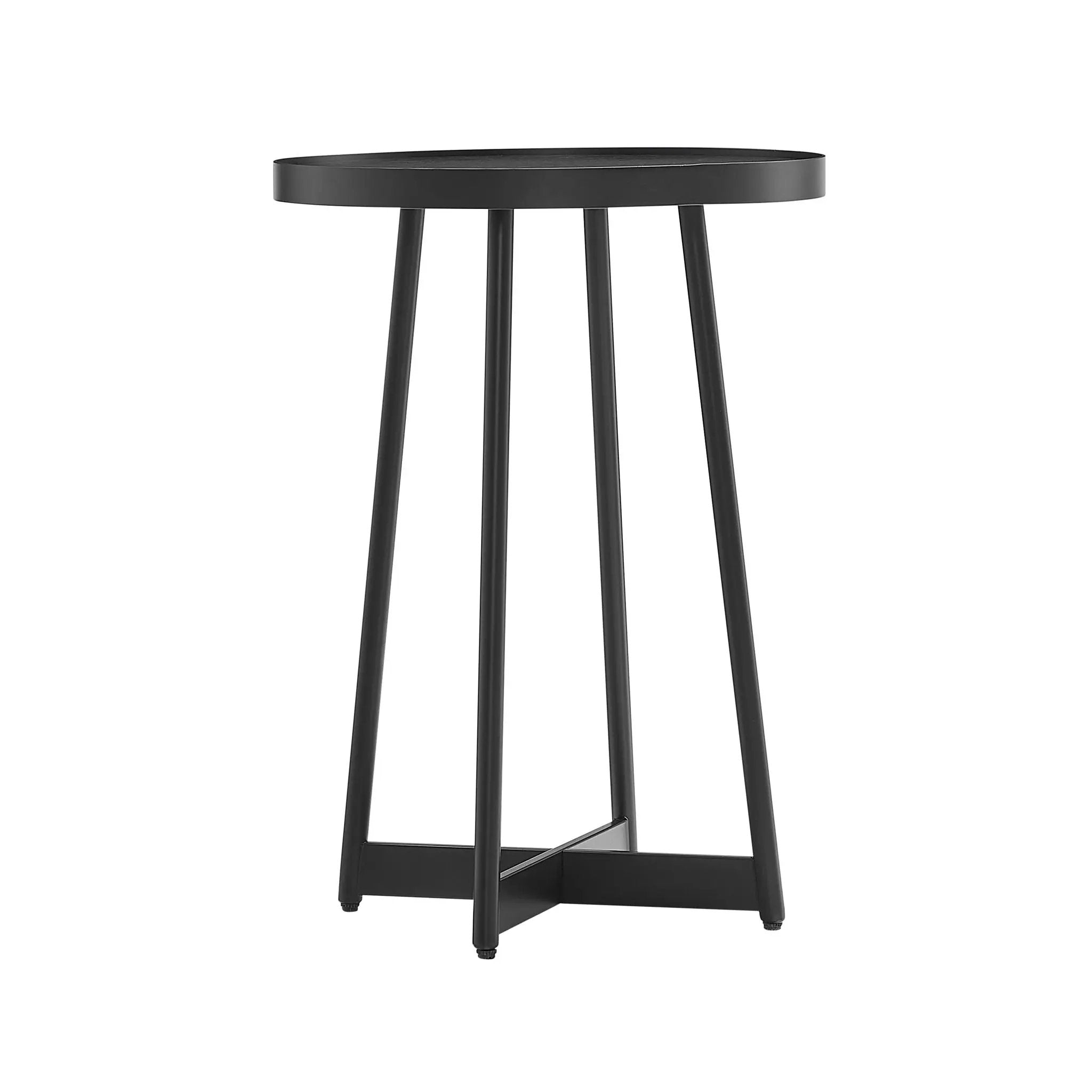 Ranlo - Round Accent Table With Geometric Legs - Black by HouseOfZazla