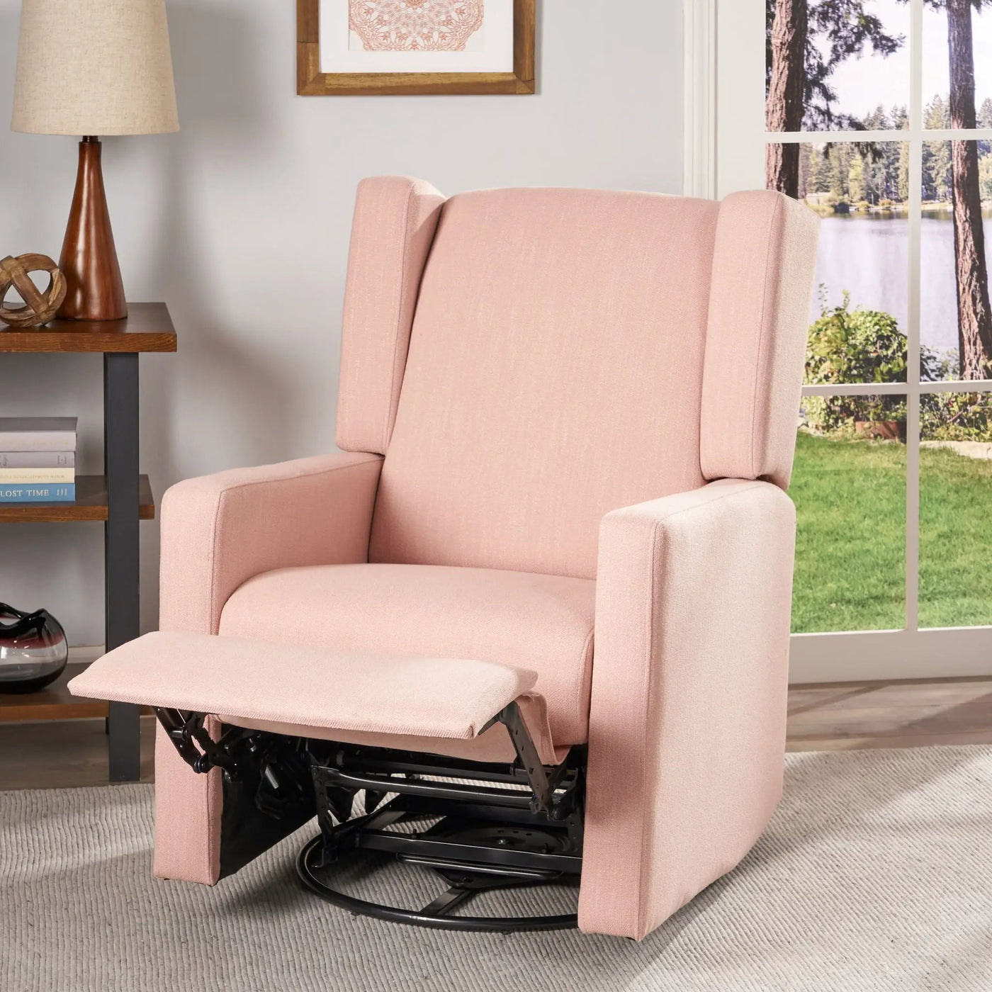 Landau Contemporary Fabric Upholstered Swivel Recliner by Unique Piece Furniture