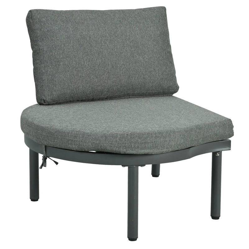 6 Piece Patio Set, Half Moon Outdoor Sectional Sofa With 2 High Low Coffee Tables, 4 Pillows & Cushions by HouseOfZazla