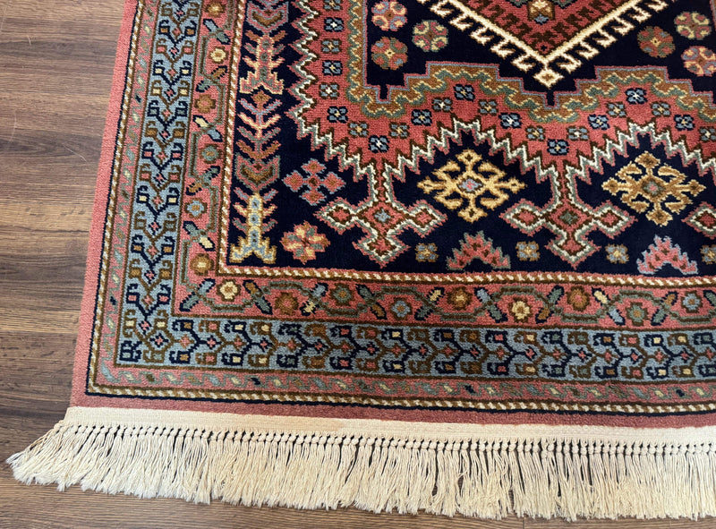 5x7 Persian Tribal Design Rug, Wool, Geometric Medallions, Vintage, Power Loomed by Jewel Rugs