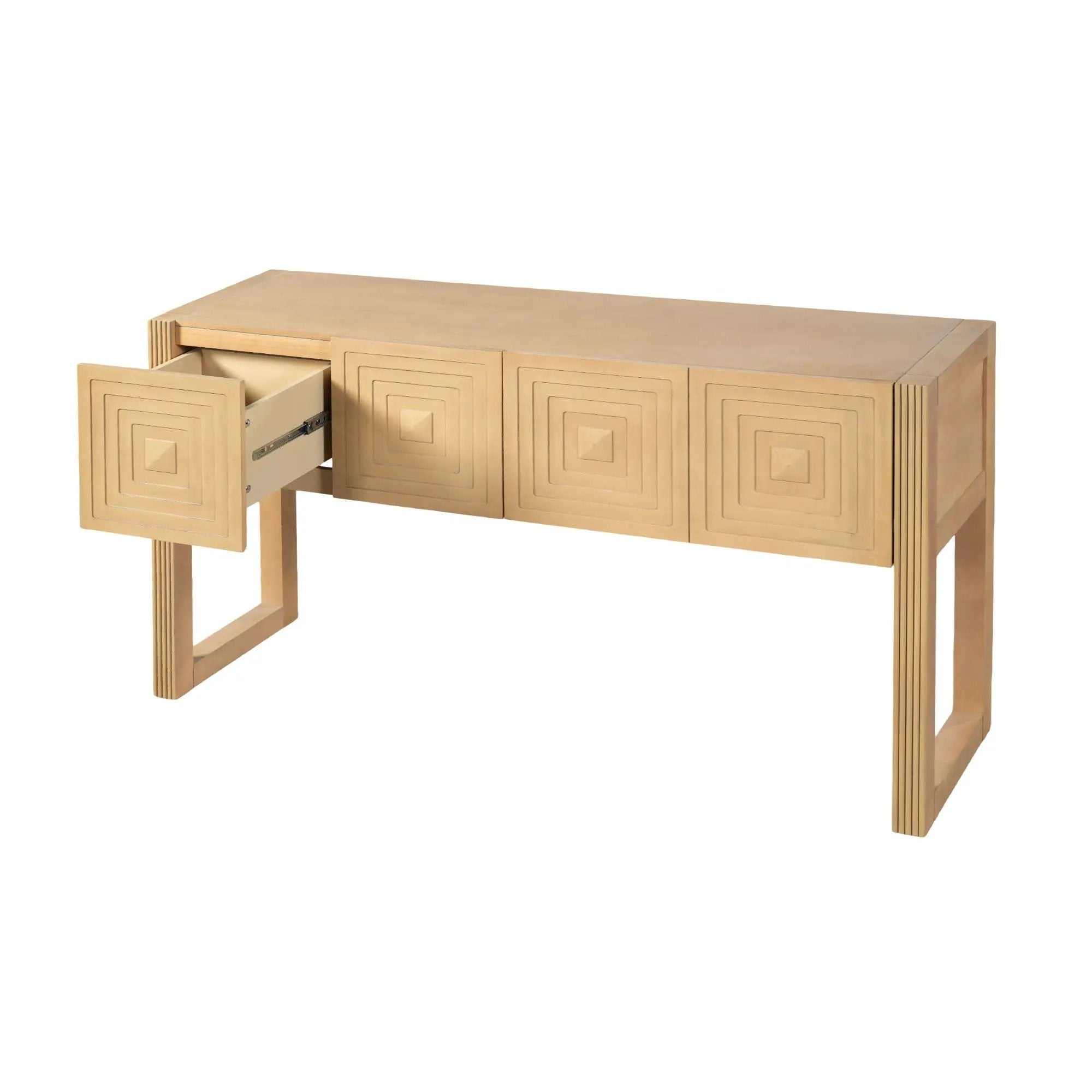 Geometric Carved Console Table With 3 Soft Close Drawers by HouseOfZazla