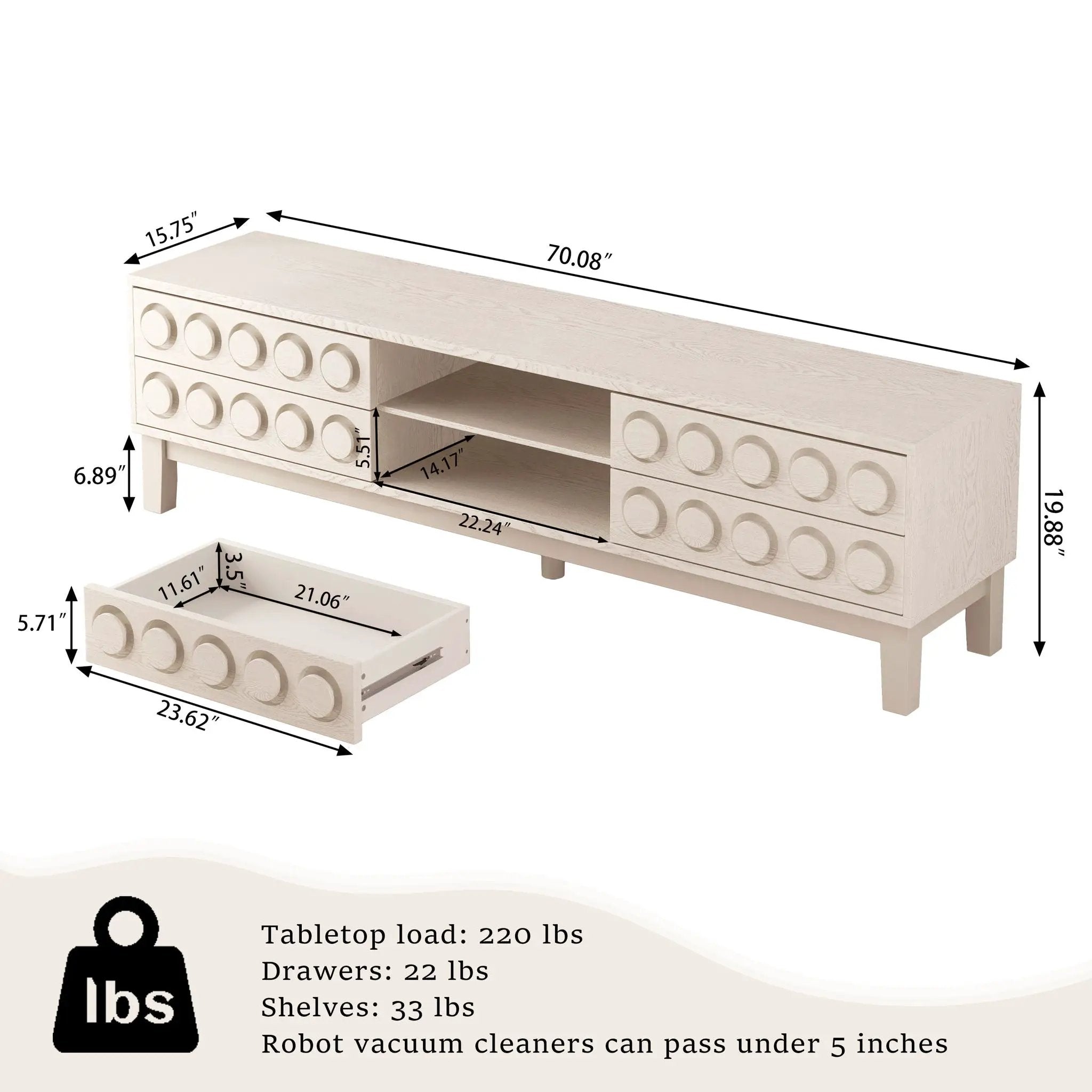 Media Console With 4 Drawers And Cable Management by HouseOfZazla
