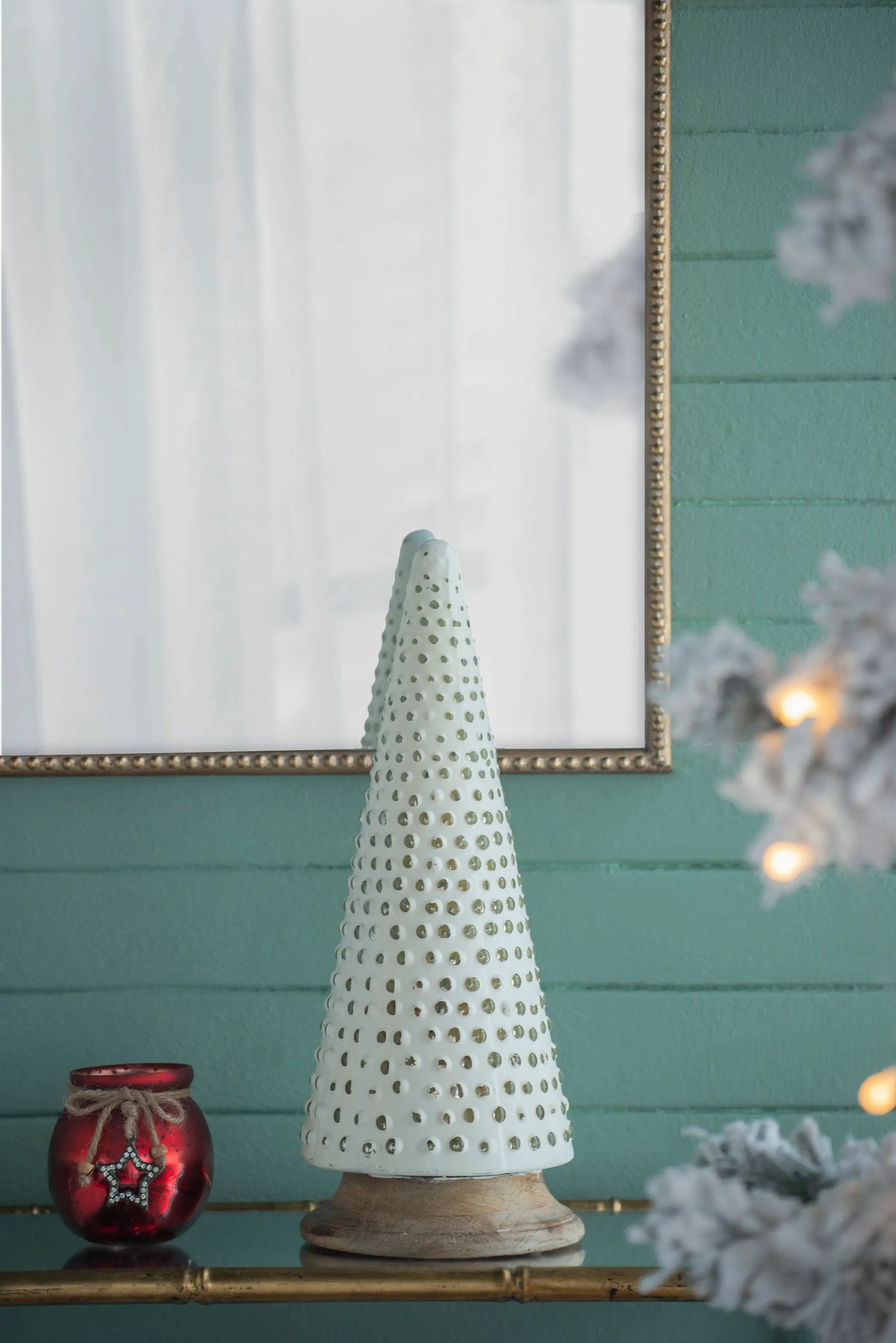 D6.7x18" Glass Christmas Cone Tree Decoration by HouseOfZazla