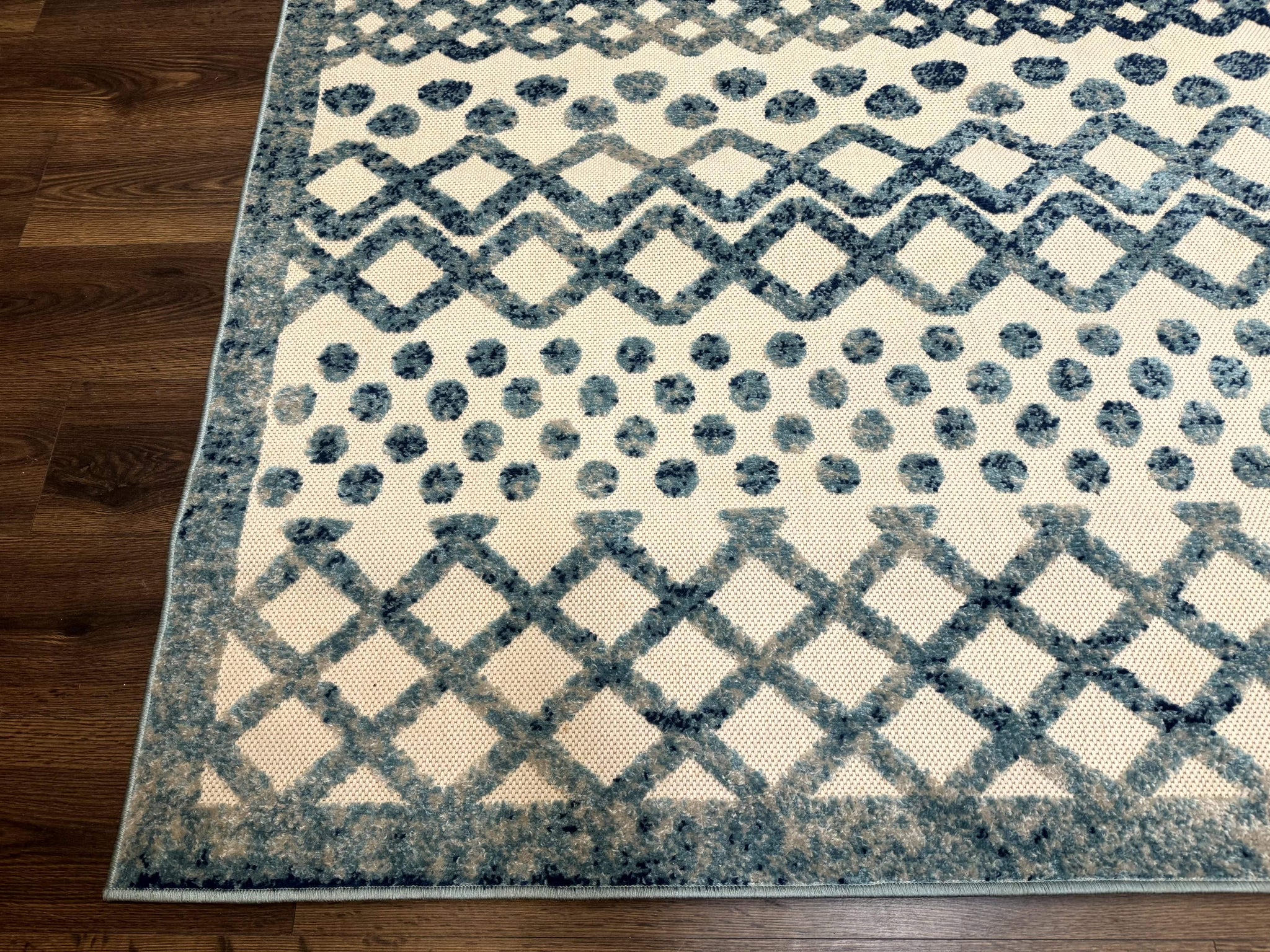 Modern Rug 8x10, Abstract Rug, Oat and Blue, Raised Pattern, Modway Rug Collection by Jewel Rugs