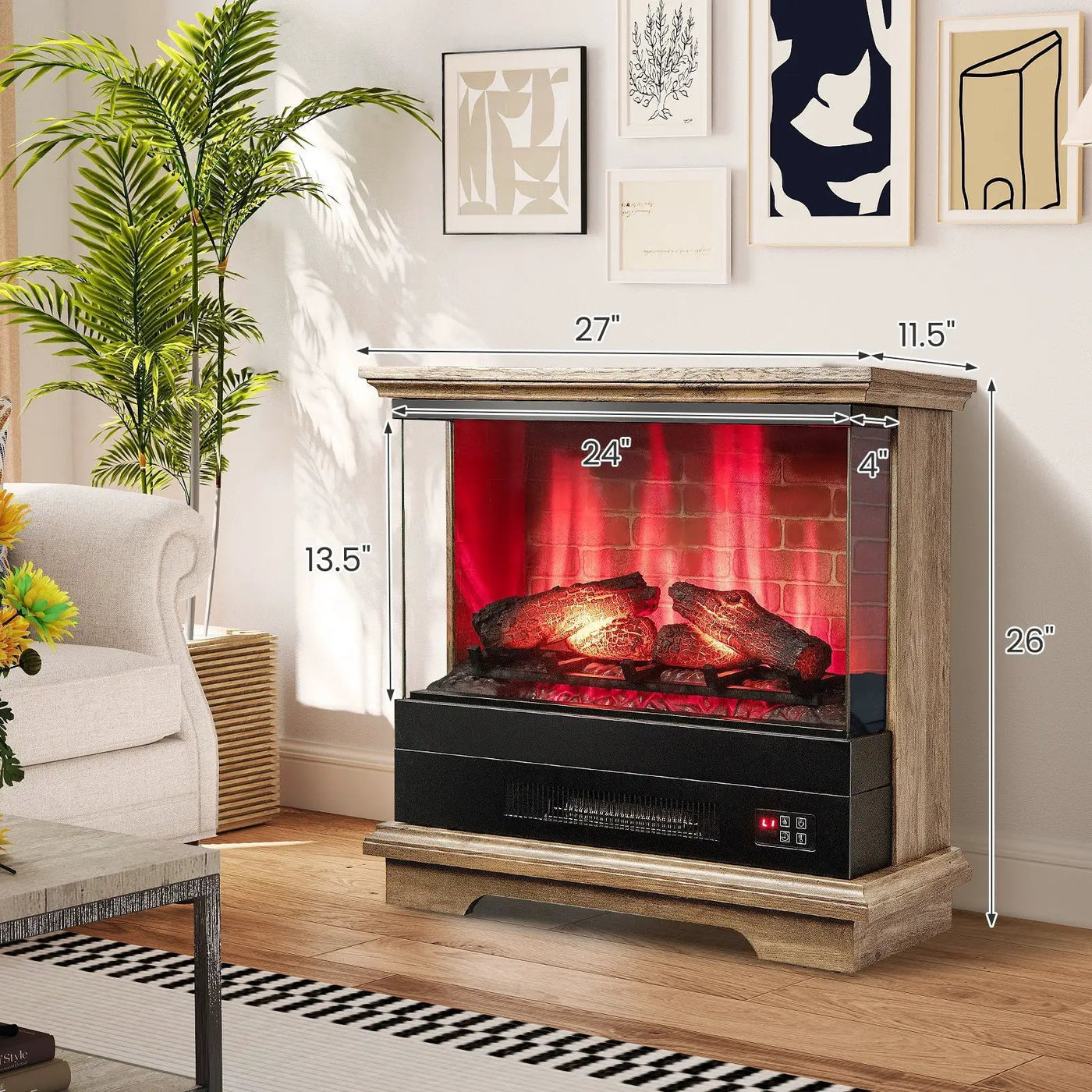 27 Inch Freestanding Fireplace with Remote Control by DirectDeals