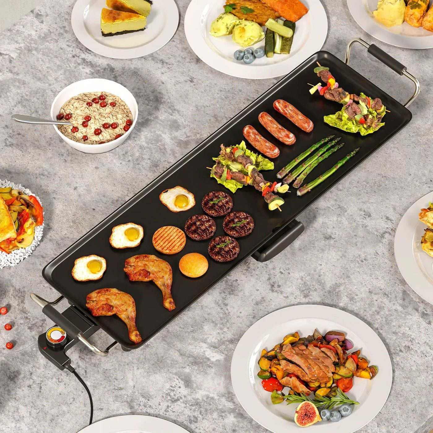35 Inch Large Electric Griddle Nonstick BBQ Grill with Adjustable Temperature by DirectDeals