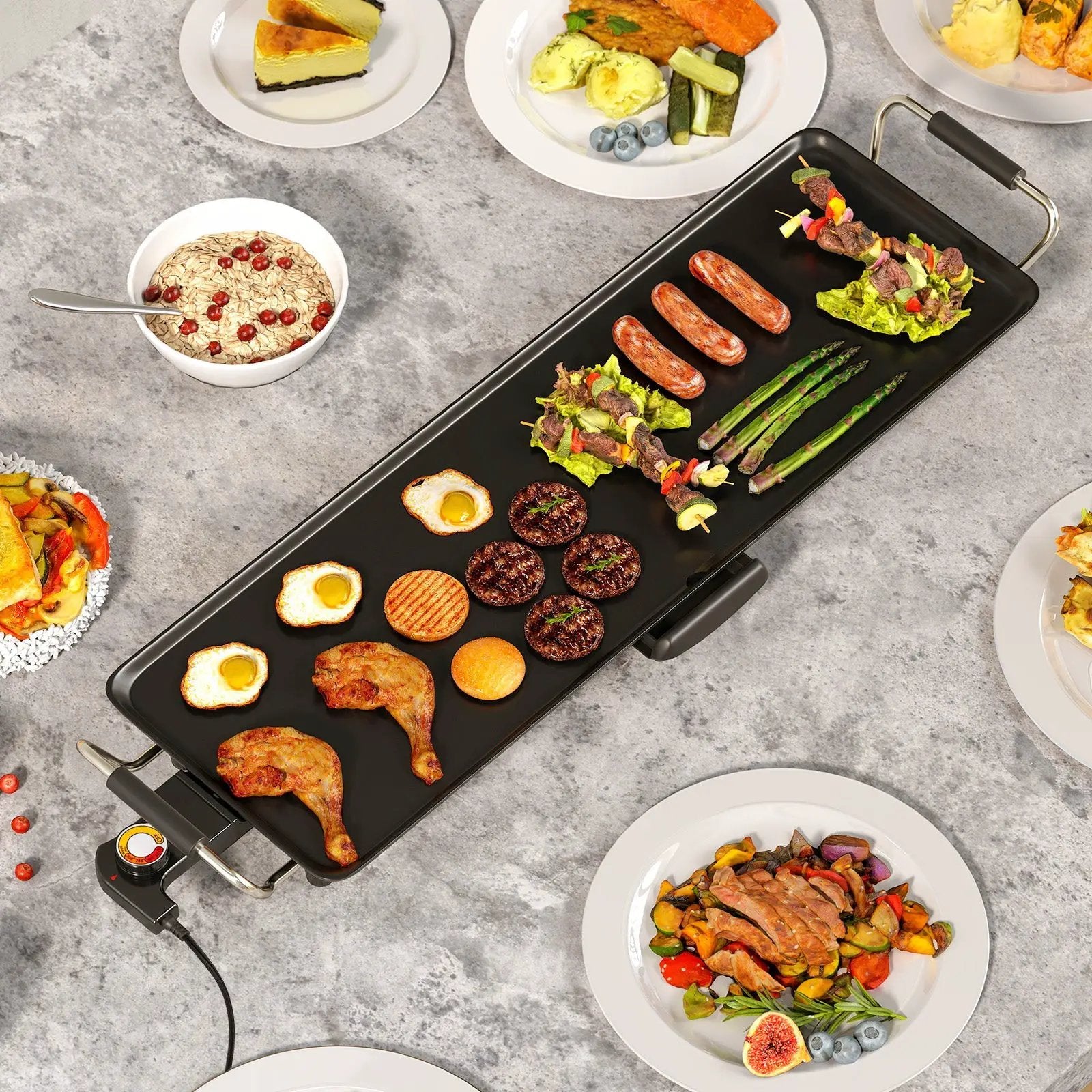 35 Inch Large Electric Griddle Nonstick BBQ Grill with Adjustable Temperature by DirectDeals