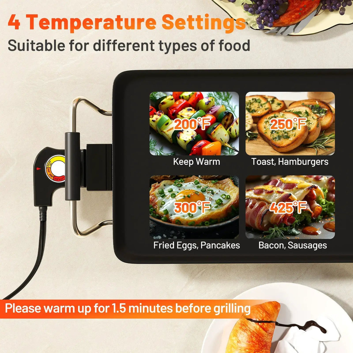 35 Inch Large Electric Griddle Nonstick BBQ Grill with Adjustable Temperature by DirectDeals