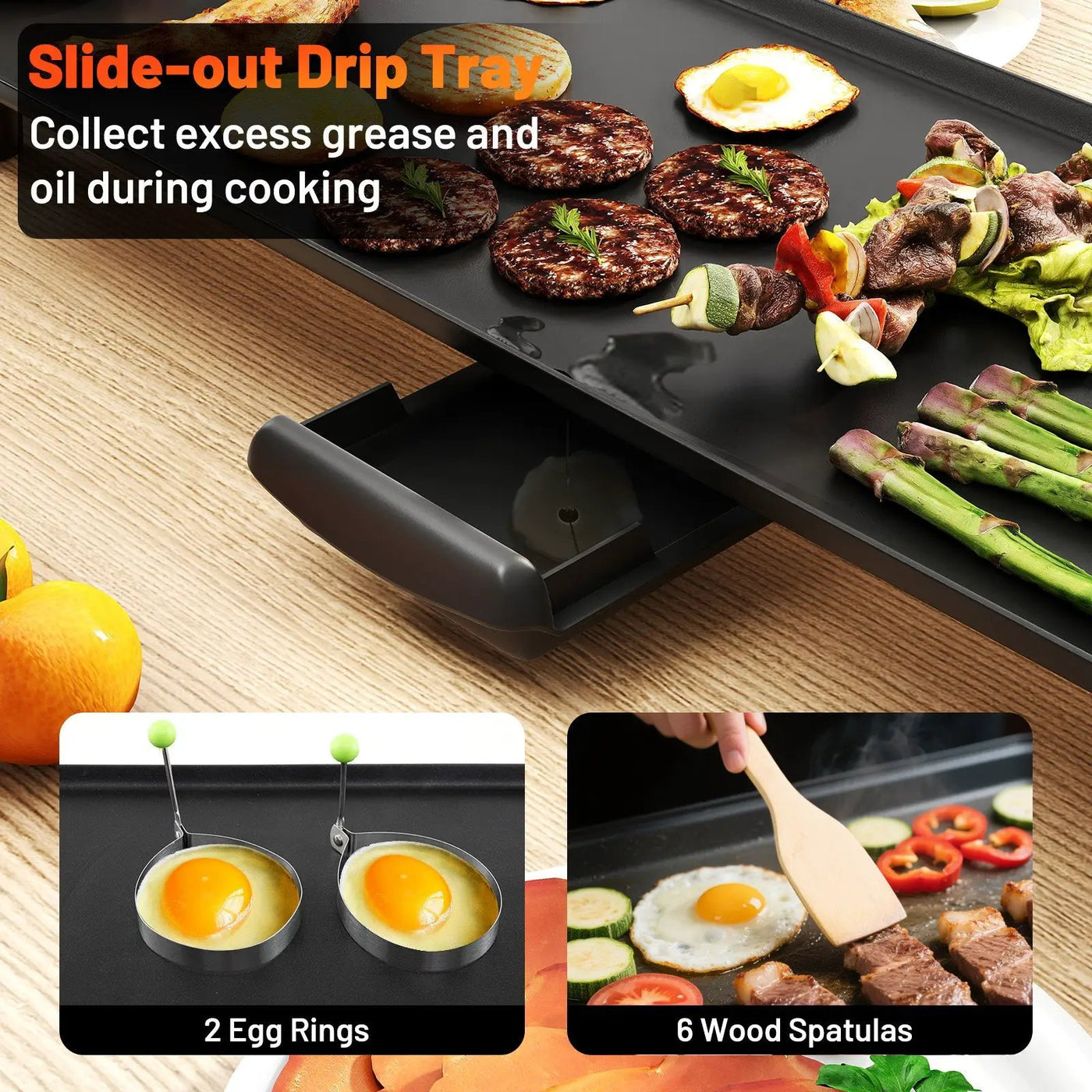 35 Inch Large Electric Griddle Nonstick BBQ Grill with Adjustable Temperature by DirectDeals