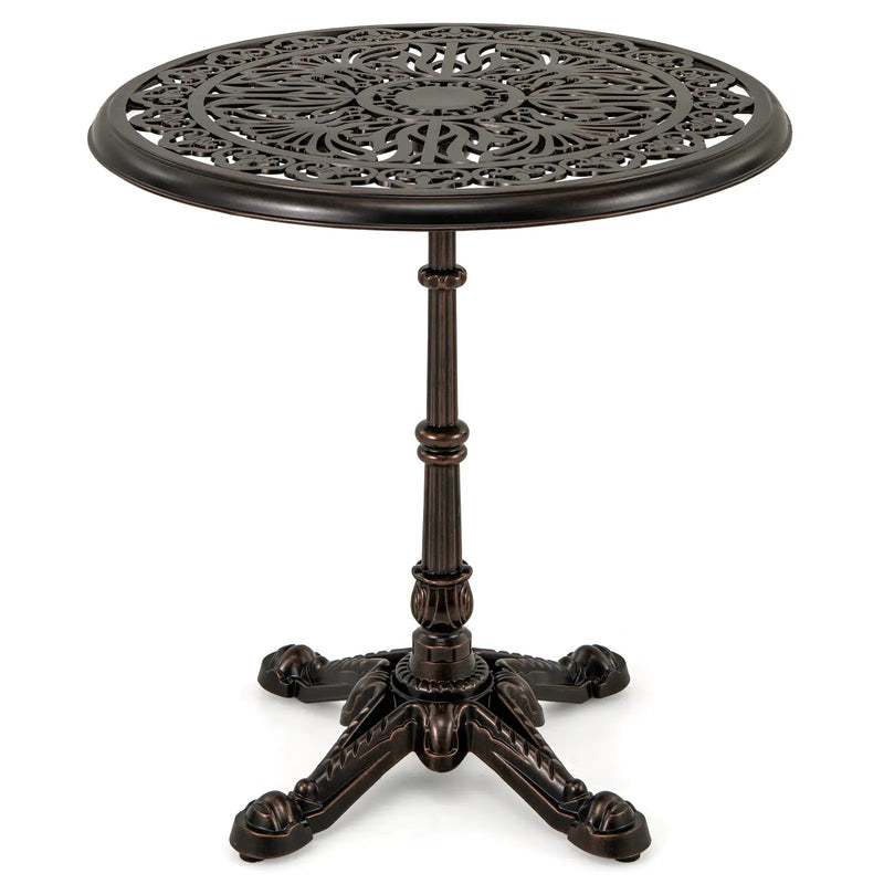 27Inch Round Cast Aluminum Patio Bistro Table with Hollow Top-Copper by DirectDeals