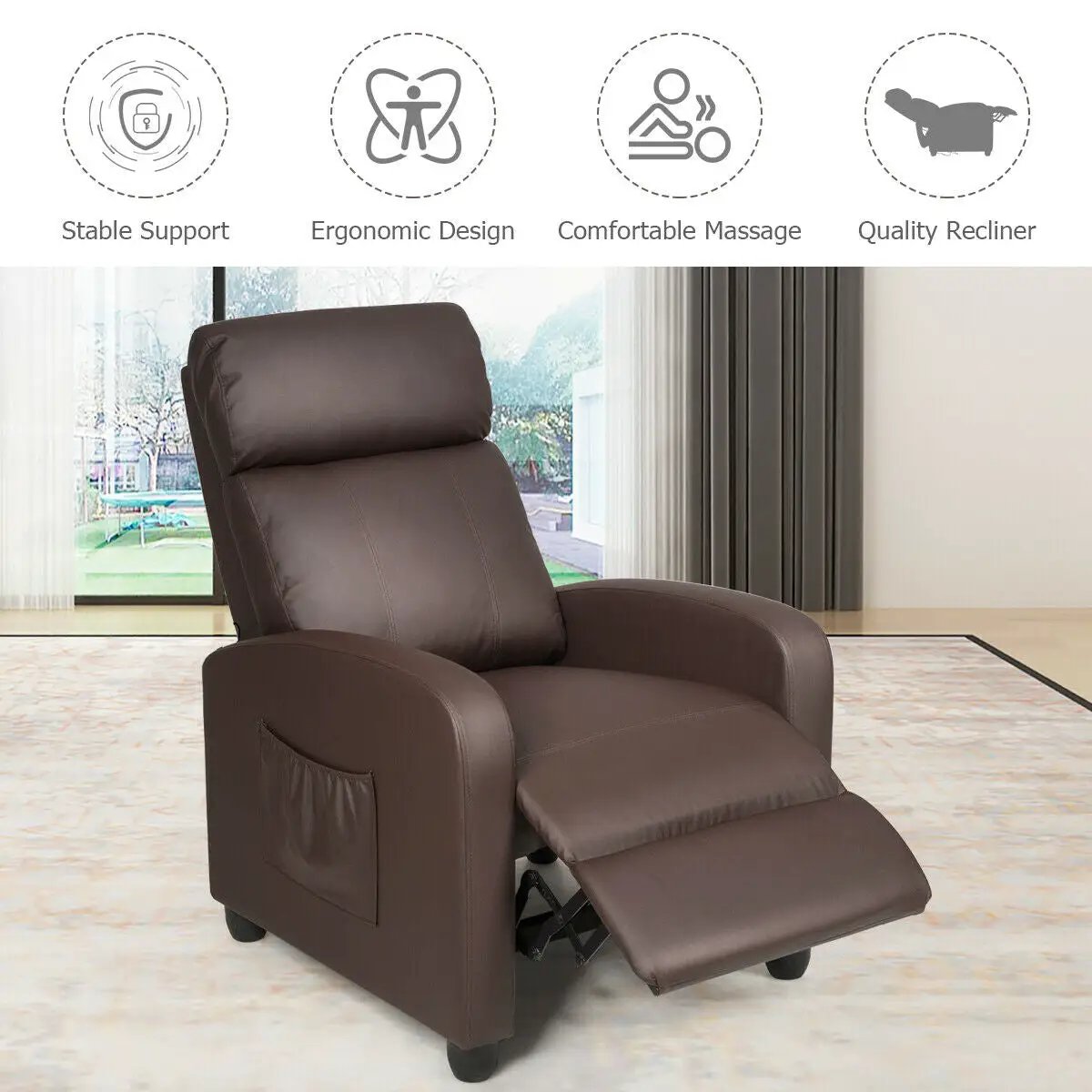 Recliner Sofa Wingback Chair with Massage Function by DirectDeals