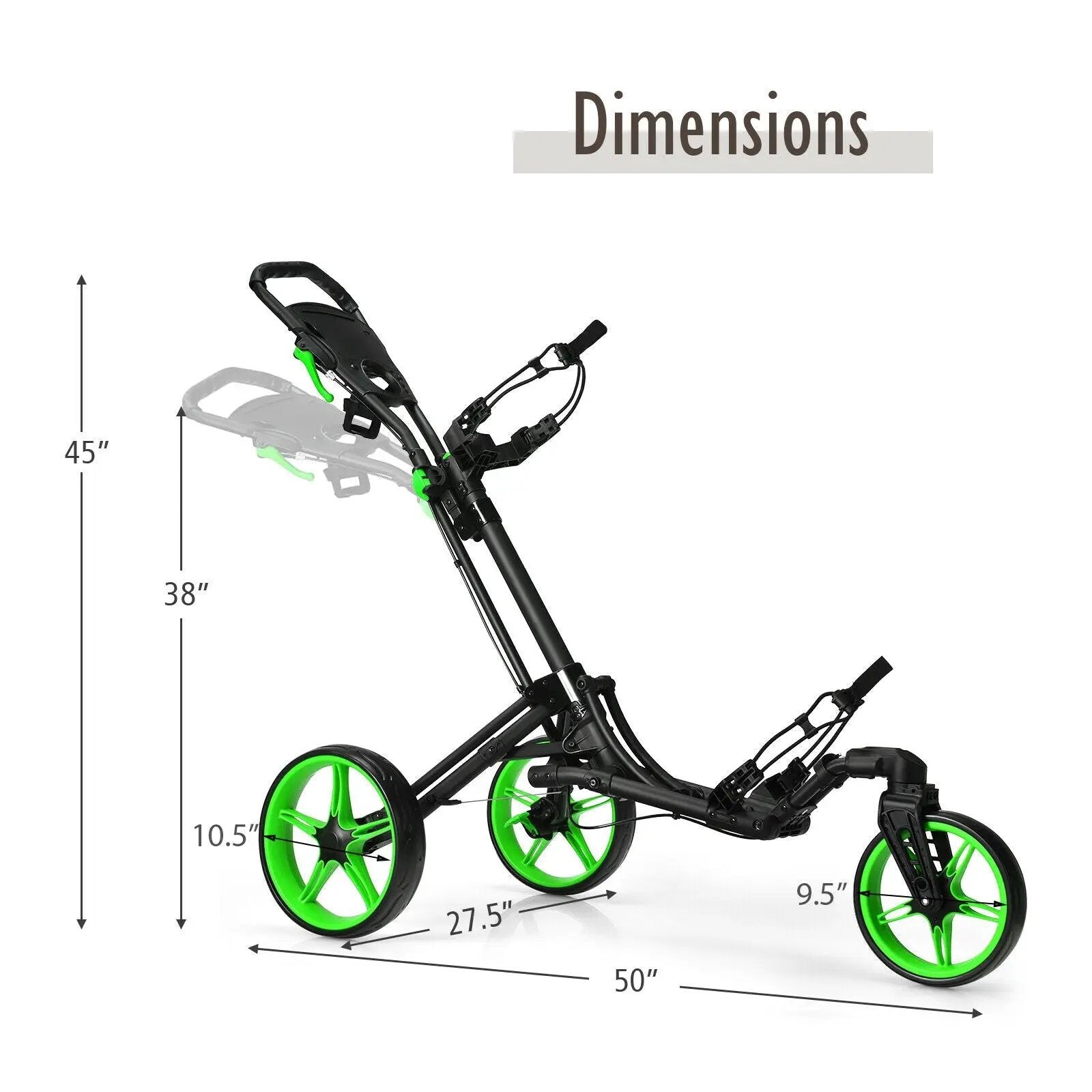 Folding Golf Push Cart with Scoreboard Adjustable Handle Swivel Wheel by DirectDeals
