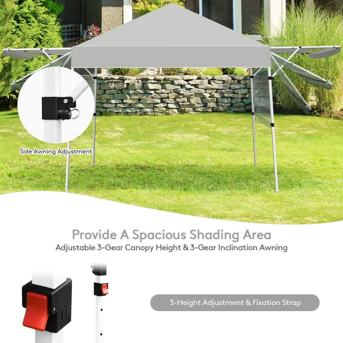 17 Feet x 10 Feet Foldable Pop Up Canopy with Adjustable Instant Sun Shelter, photo 7 of 32