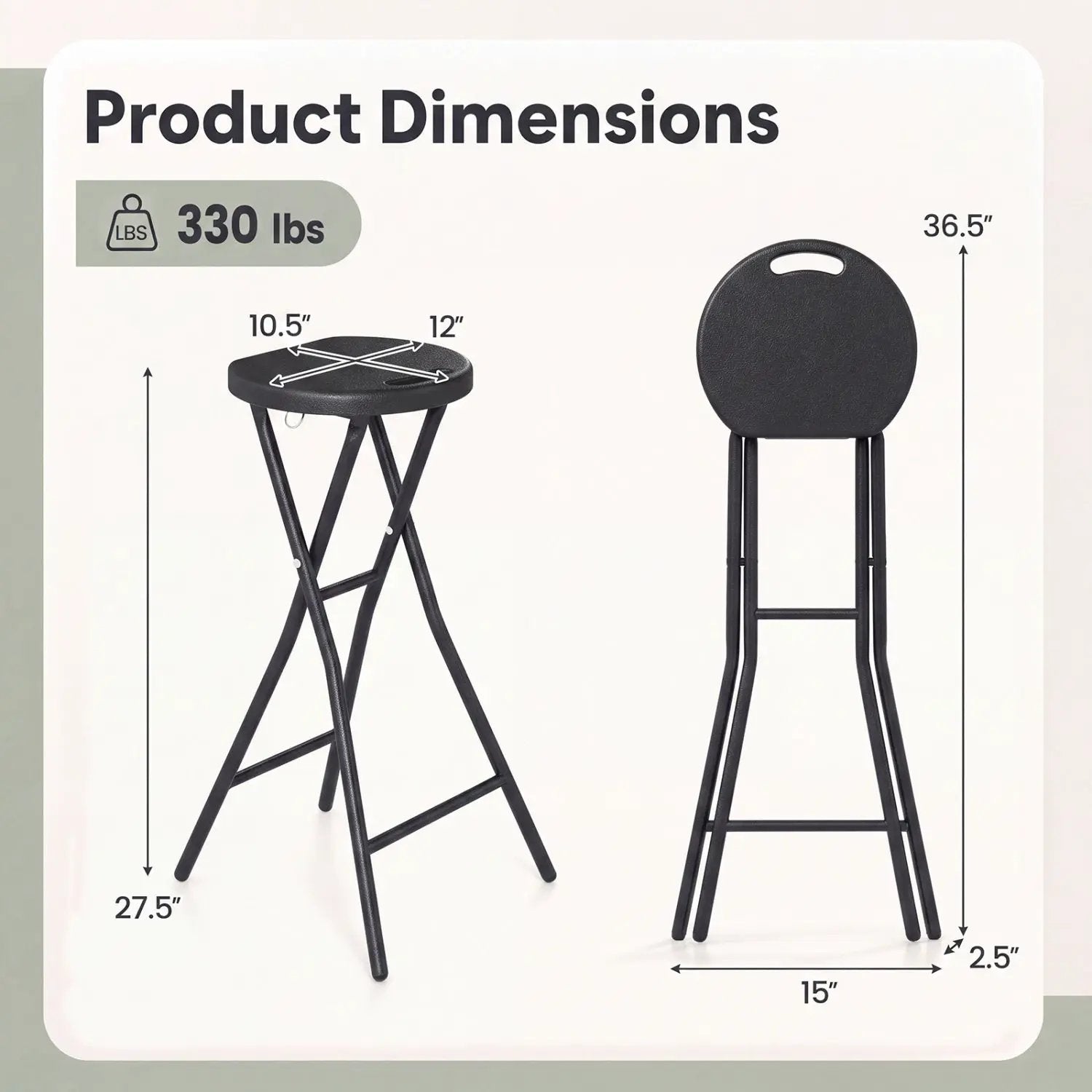 27.5" Folding Bar Stool with HDPE Seat and Carry Handle by DirectDeals