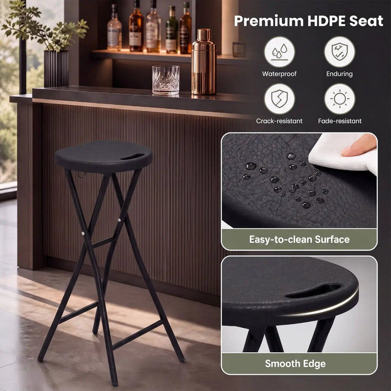 27.5" Folding Bar Stool with HDPE Seat and Carry Handle by DirectDeals