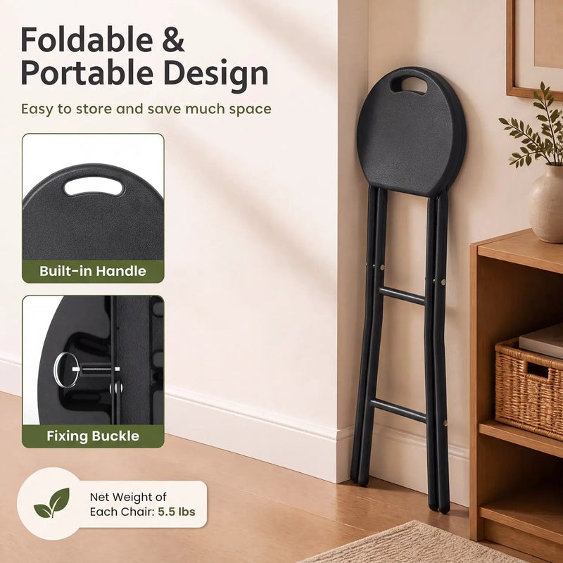 27.5" Folding Bar Stool with HDPE Seat and Carry Handle by DirectDeals