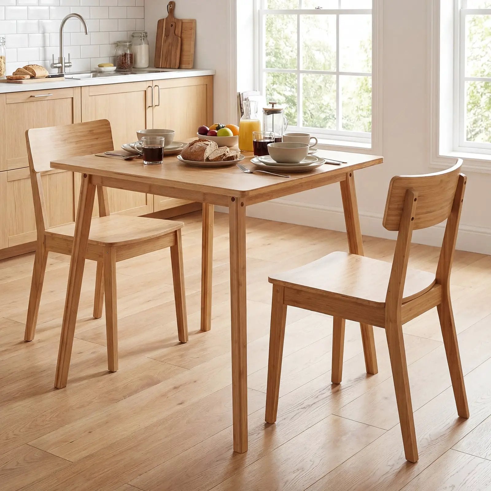 27.5 Inch Square Bamboo Dining Table for 2-4 People-Natural by DirectDeals